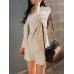Solid 3 4 Sleeve Lapel Elastic Waist Two Pieces Suit Solid 3 4 Sleeve Lapel Elastic Waist Two Pieces Suit