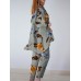 Plant Print Irregular Hem Casual Suit Plant Print Irregular Hem Casual Suit