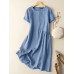 Solid Short Sleeve Crew Neck Casual Dress For Women Solid Short Sleeve Crew Neck Casual Dress For Women