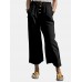 Solid Color Wide legged Elastic Waist Cotton Pants Solid Color Wide legged Elastic Waist Cotton Pants