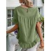 Solid Ruffle Round Neck Short Sleeve Casual Blouse Solid Ruffle Round Neck Short Sleeve Casual Blouse