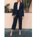 Solid Double Breasted Pocket Long Sleeve Two Pieces Suit Solid Double Breasted Pocket Long Sleeve Two Pieces Suit