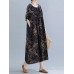 Plant Print Pocket Round Neck Cotton Dress Plant Print Pocket Round Neck Cotton Dress