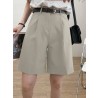 Solid Loose Pocket Wide Leg Casual Women Shorts