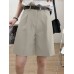 Solid Loose Pocket Wide Leg Casual Women Shorts Solid Loose Pocket Wide Leg Casual Women Shorts