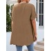 Solid Split Roll Sleeve High Low Hem Casual Blouse Solid Split Roll Sleeve High Low Hem Casual Blouse