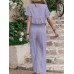 Embroidery Drawstring Waist Ruffle Wide Leg Two Pieces Suit Embroidery Drawstring Waist Ruffle Wide Leg Two Pieces Suit