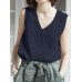 Cotton Solid V neck Casual Sleeveless Tank Top Cotton Solid V neck Casual Sleeveless Tank Top