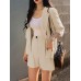 Solid 3 4 Sleeve Lapel Elastic Waist Two Pieces Suit Solid 3 4 Sleeve Lapel Elastic Waist Two Pieces Suit