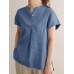 Solid Slit Short Sleeve Crew Neck Casual Loose Blouse Solid Slit Short Sleeve Crew Neck Casual Loose Blouse