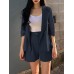 Solid 3 4 Sleeve Lapel Elastic Waist Two Pieces Suit Solid 3 4 Sleeve Lapel Elastic Waist Two Pieces Suit