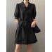 Solid Button Pocket Elastic Waist Lapel Short Sleeve Casual Romper Solid Button Pocket Elastic Waist Lapel Short Sleeve Casual Romper