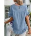 Solid Ruffle Round Neck Short Sleeve Casual Blouse Solid Ruffle Round Neck Short Sleeve Casual Blouse