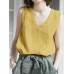 Cotton Solid V neck Casual Sleeveless Tank Top Cotton Solid V neck Casual Sleeveless Tank Top