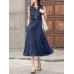 Solid Sleeveless Pocket Crew Neck Casual Dress Solid Sleeveless Pocket Crew Neck Casual Dress