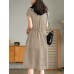 Solid Pocket Drawstring Waist Button V neck Short Sleeve Dress Solid Pocket Drawstring Waist Button V neck Short Sleeve Dress