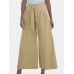 Solid Color Lace up Wide Legged Elastic Waist Cotton Pants Solid Color Lace up Wide Legged Elastic Waist Cotton Pants