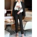 Solid Long Sleeve Lapel Two Pieces Suit For Women Solid Long Sleeve Lapel Two Pieces Suit For Women