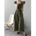 Solid Ruffle Sleeve Pocket Square Collar Wide Leg Jumpsuit Solid Ruffle Sleeve Pocket Square Collar Wide Leg Jumpsuit