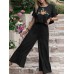 Embroidery Drawstring Waist Ruffle Wide Leg Two Pieces Suit Embroidery Drawstring Waist Ruffle Wide Leg Two Pieces Suit