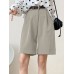 Solid Loose Pocket Wide Leg Casual Women Shorts Solid Loose Pocket Wide Leg Casual Women Shorts