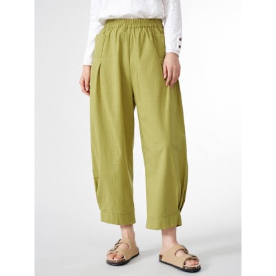 Women Solid Dual Pocket Elastic Waist Wide Leg Pants Women Solid Dual Pocket Elastic Waist Wide Leg Pants