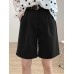 Solid Loose Pocket Wide Leg Casual Women Shorts Solid Loose Pocket Wide Leg Casual Women Shorts