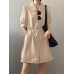 Solid Button Pocket Elastic Waist Lapel Short Sleeve Casual Romper Solid Button Pocket Elastic Waist Lapel Short Sleeve Casual Romper