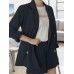 Solid Long Sleeve Button Front Pocket Two Pieces Suit Solid Long Sleeve Button Front Pocket Two Pieces Suit